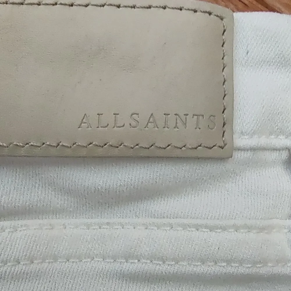 ALLSAINTS Grace distressed white skinny jeans 26 2 XS